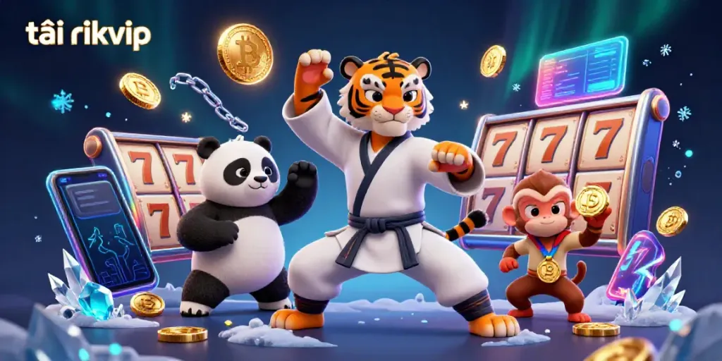 Engage in thrilling gameplay with tải rikvip, featuring a kung fu tiger master and dynamic gaming elements.