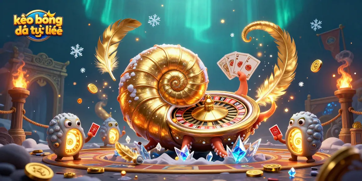 Experience kèo bóng đá trực tuyến with an ancient nautilus as a roulette wheel in a vibrant casino scene.