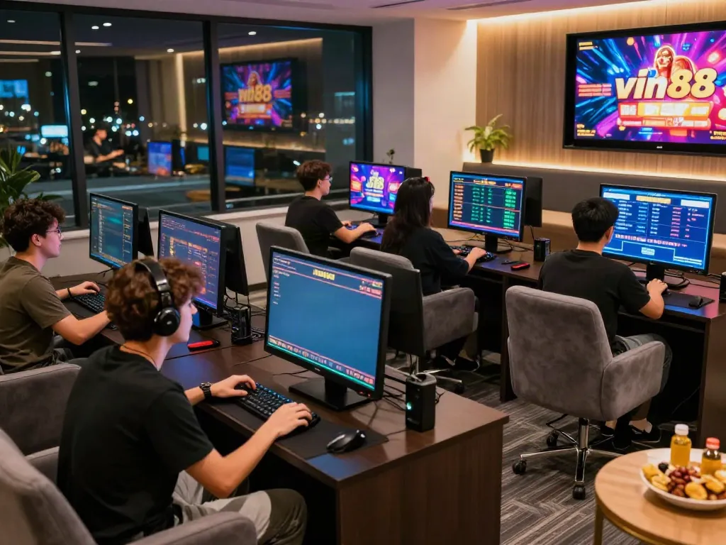 Players enjoying vibrant vin88 betting experience in a modern lounge.