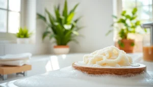 Learn how to clean a loofah effectively with soap and water in a fresh bathroom.