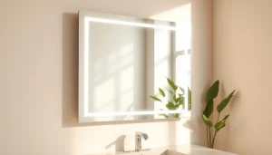 Showcase of an elegant led mirror with luminous features in a modern bathroom setting.