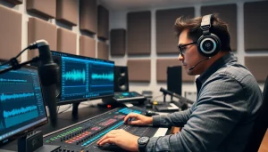 Enhance your sound with online mastering featuring a professional audio engineer at work.