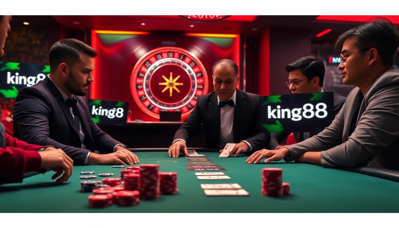 Experience the excitement of king88 with engaging poker gameplay and luxury casino decor.