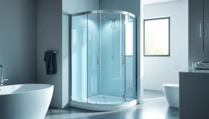 Duschkabine 80x80 in modernem Badezimmer mit eleganten Details und natürlichem Licht.