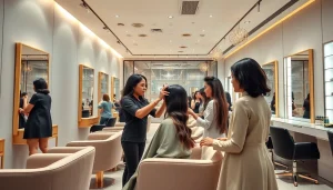 Ladies hair salon Dubai showcasing a professional stylist in an elegant environment.