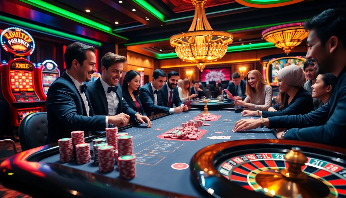 Excited players engaging at the gaming table in XX88 casino scene.