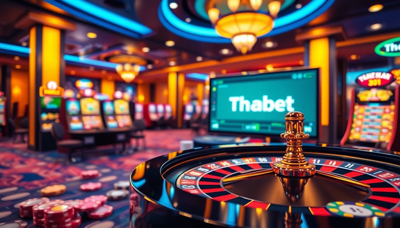 Thabet online casino interface showcasing vibrant gaming elements and dynamic atmosphere.
