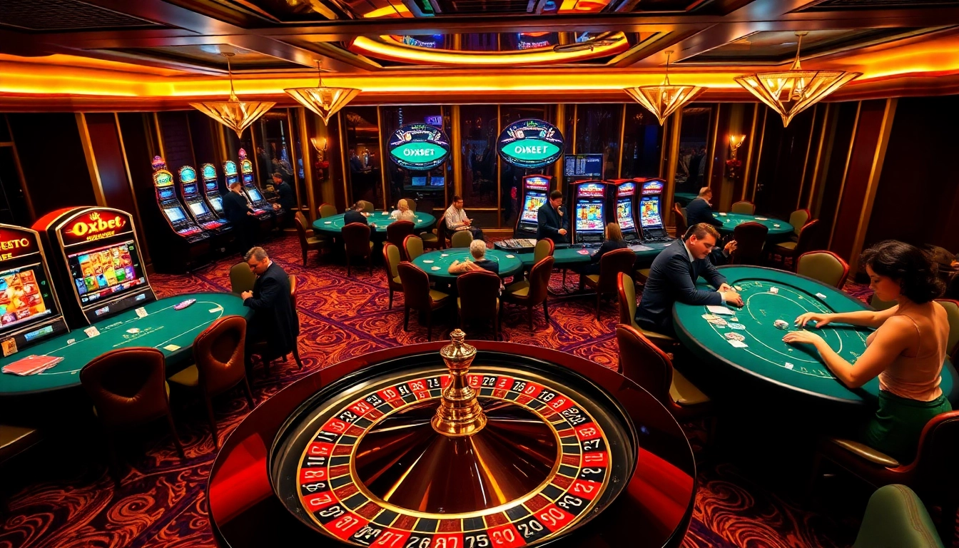 Luxurious casino scene with thrilling games showcasing oxbet's vibrant online experience.