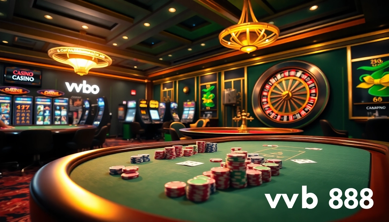 Experience an exciting gaming environment featuring vb 88 casino tables and slot machines.