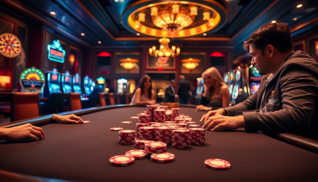 Gambling excitement with poker chips and cards at a table inspired by https://bem88.com.