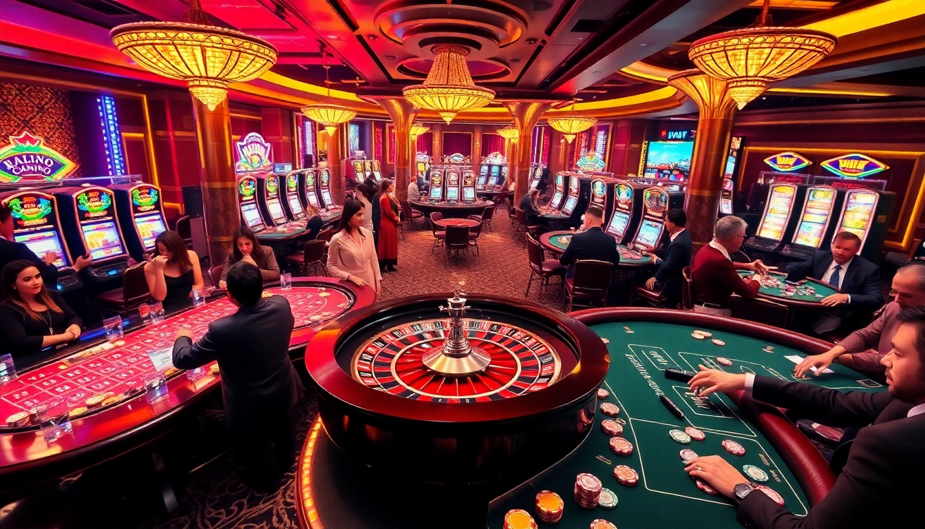 Experience the thrill of gaming at https://f168.tools/ with an exciting casino scene featuring roulette and poker.
