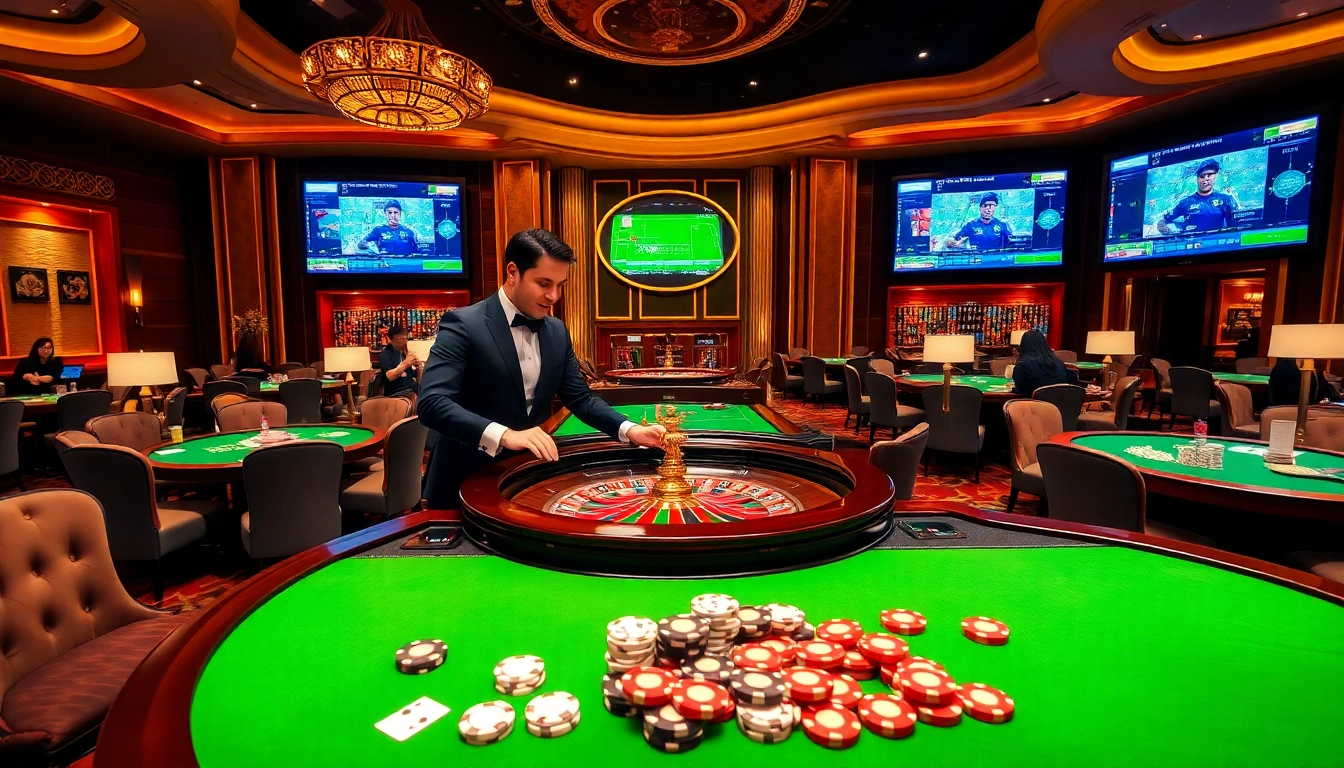 Experience the thrill of QQ88 with an elegant casino table scene showcasing vibrant games.