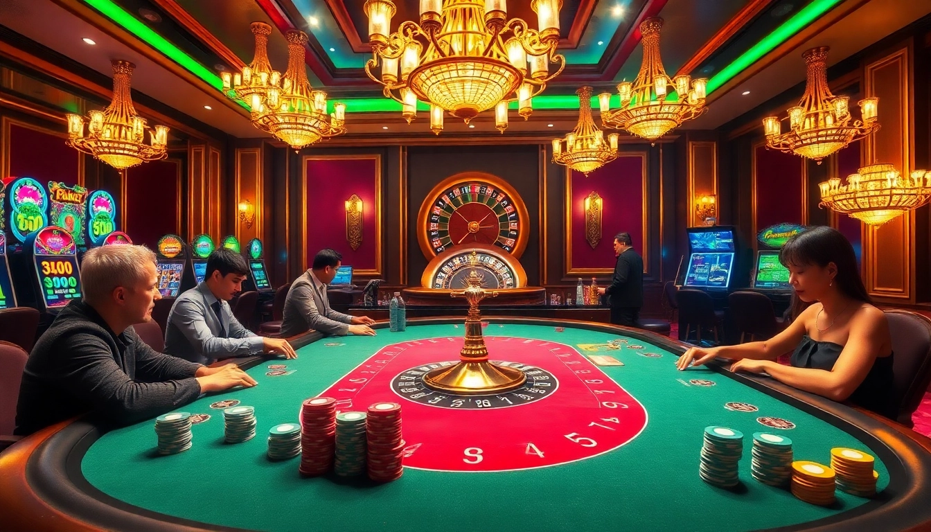 Experience the excitement of online gambling with KM88 com link at a luxurious casino table.