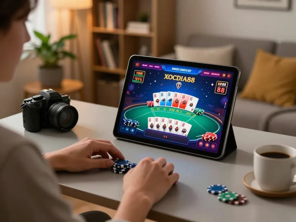 Engaging in exciting online gaming at XOCDIA88 with a vibrant poker interface