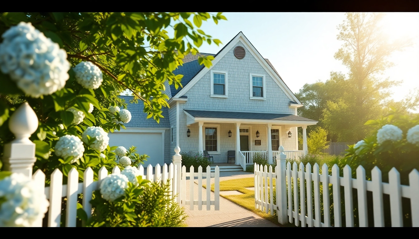 Cape Cod homes with an attached garage set in a vibrant coastal landscape.
