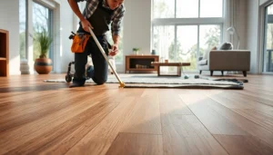 Install a stunning lvp floor in a modern living room with professional precision.