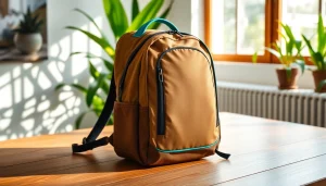 Showcase of the innovative Backpack TGE design on a stylish table.