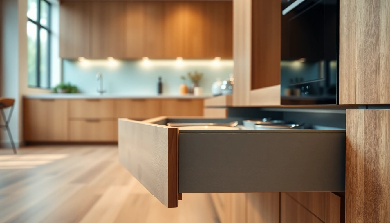 Showcasing Double Wall Drawer System with sleek design in a modern kitchen setup.