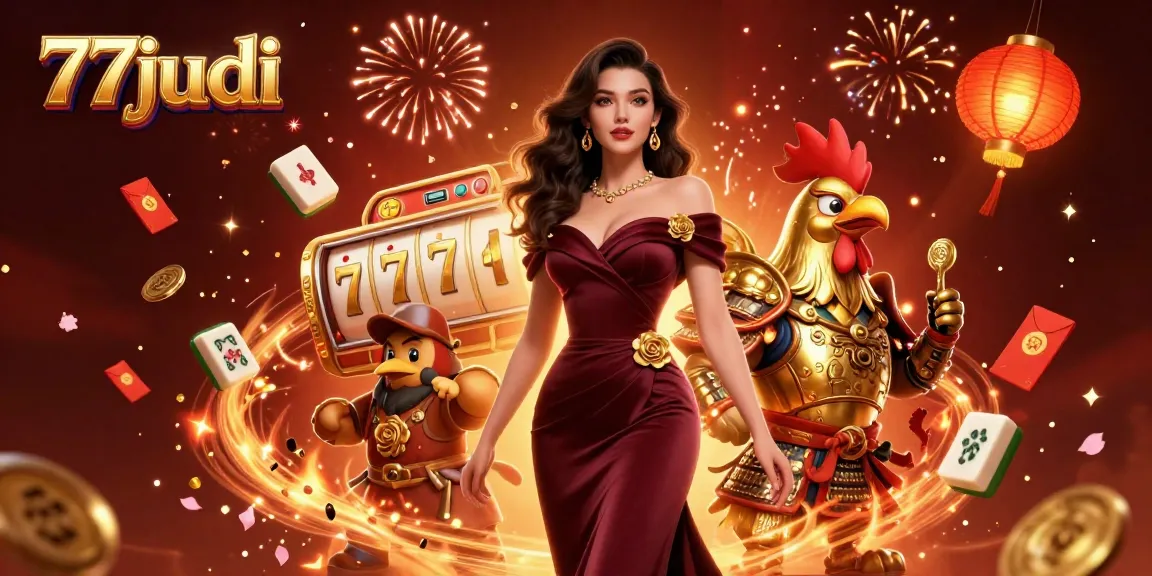 Experience thrilling gameplay at 77judi with glamorous characters and festive casino elements.