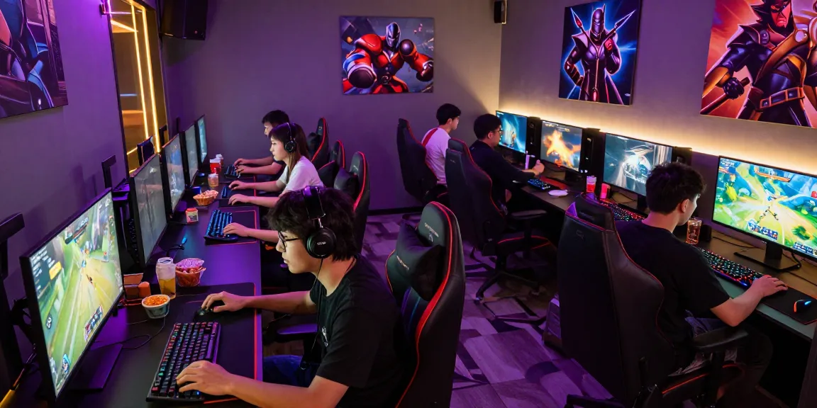 Engaged gamers enjoying the paus hoki platform in a vibrant gaming lounge.