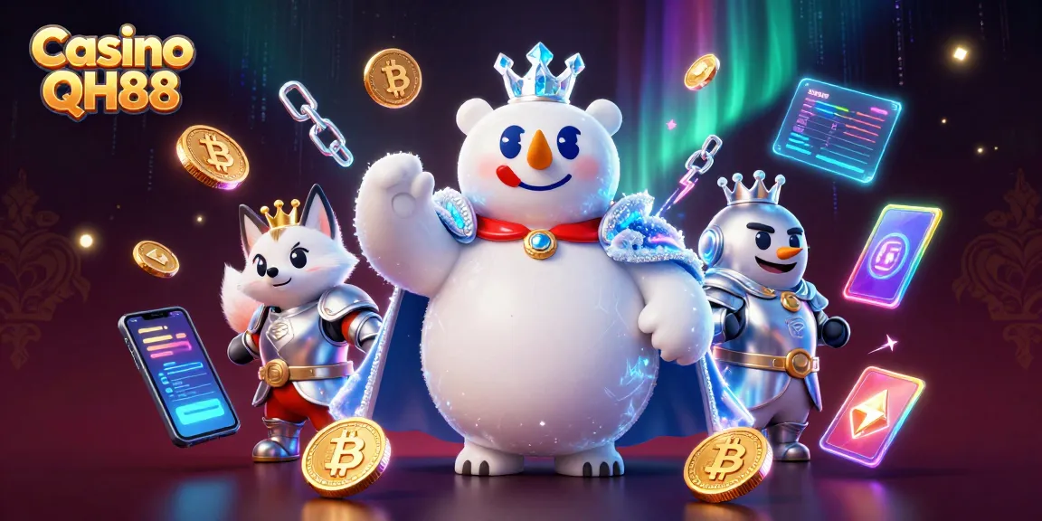 Experience exciting gameplay at Casino QH88 featuring 3D cartoon characters and vibrant crypto elements.
