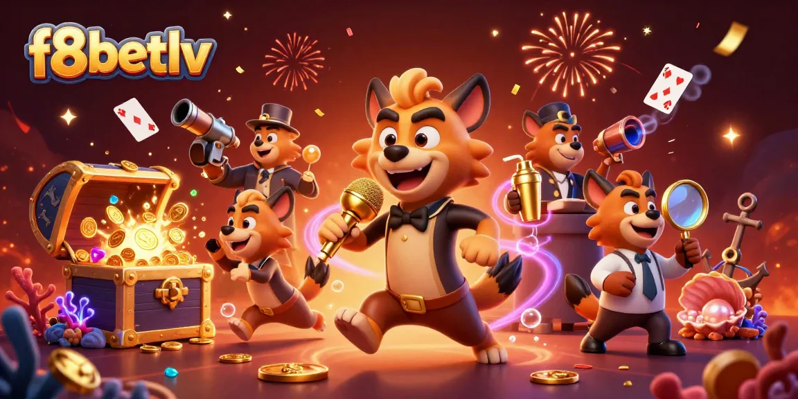 Engage in thrilling gameplay at f8betlv featuring a vibrant cartoon casino scene with hyenas.