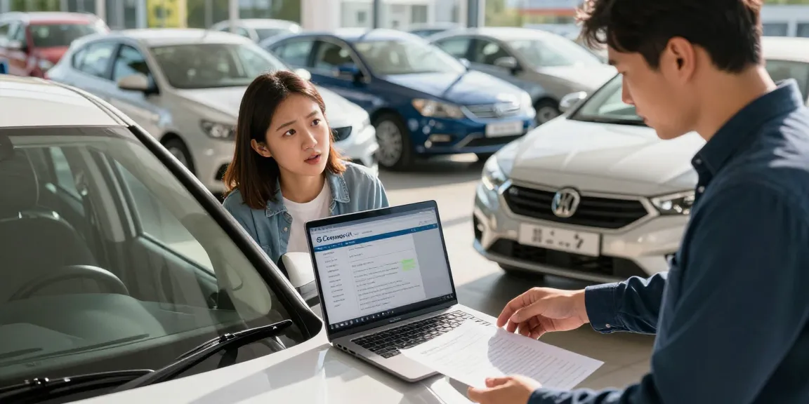 Buyer performing a reg check UK with Carpeep at a dealership.