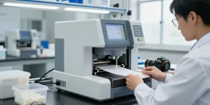 Efficient tear strength tester in a modern textile lab measuring fabric durability
