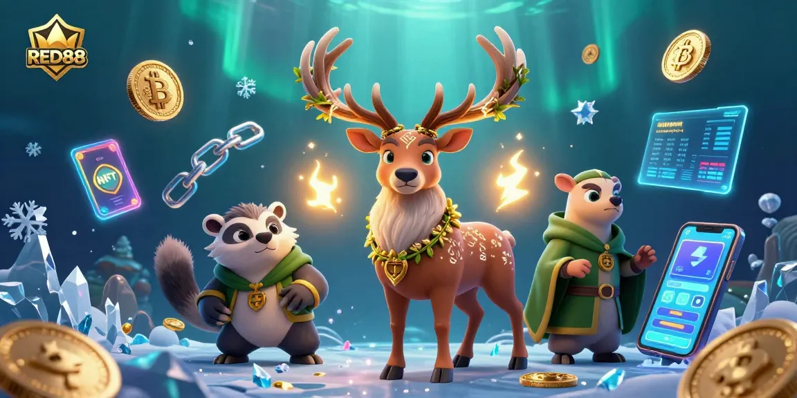 Engage with RED88 in a vibrant 3D casino adventure featuring mystical characters and crypto elements.