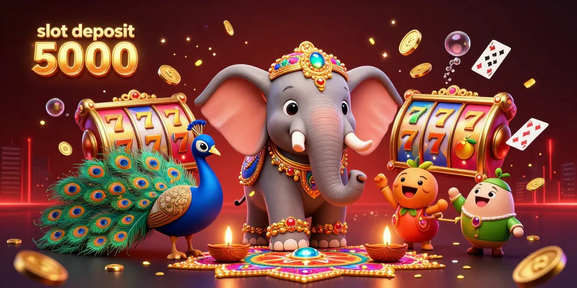 Experience thrilling gameplay with slot deposit 5000, featuring vibrant slot reels and cheerful characters.