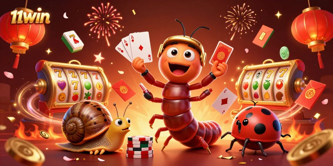 Play exciting games and win big with 11WIN at this vibrant casino illustration.