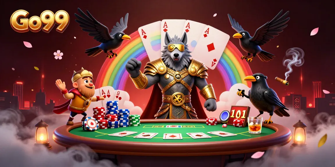 Experience Go99 gaming with Odin and ravens amidst a vibrant casino scene.