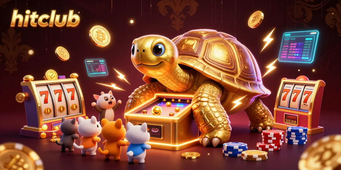 Join the hitclub gaming adventure with the dynamic golden tortoise and vibrant slot reels!