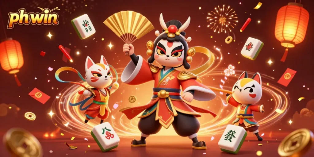 Experience the excitement of ph win with the kabuki warrior and kitsune in a rich casino celebration.