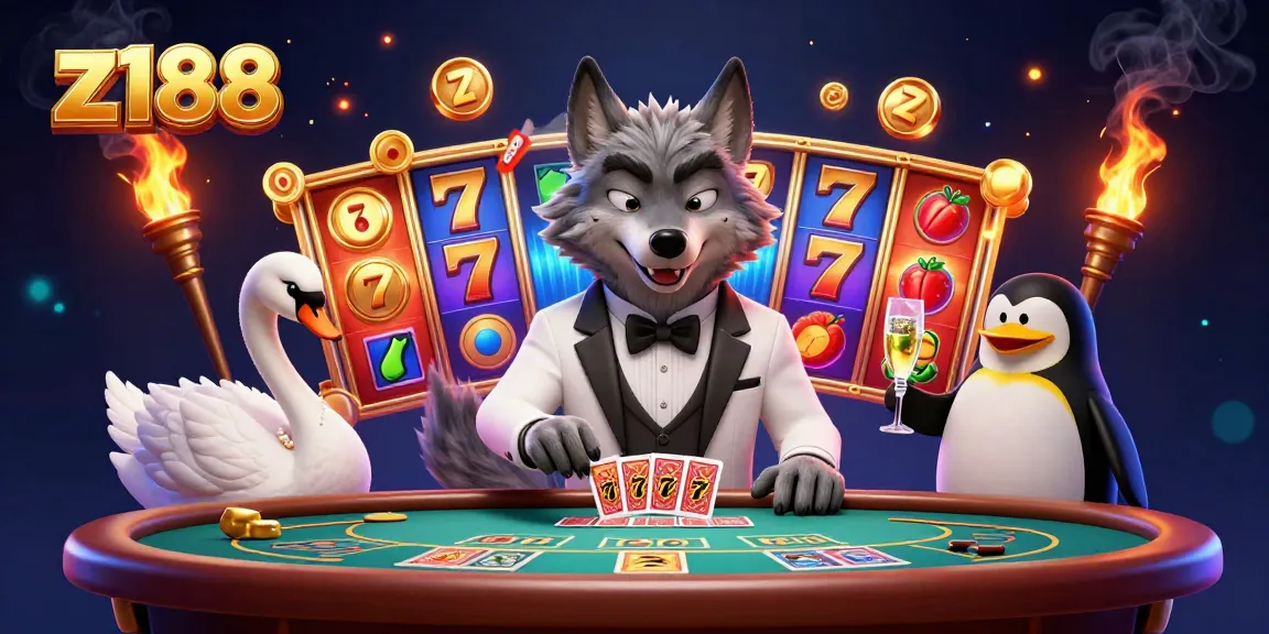 Experience thrilling slots and casino fun with z188 in a vibrant 3D illustration.