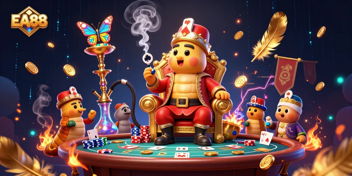 Experience thrilling gameplay with EA88 poker hand symbols and vibrant casino elements.